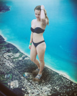 bikini giantess collage giga city blonde long_hair destruction beach asian sandals looking_down jets outdoors kyoujingirls
