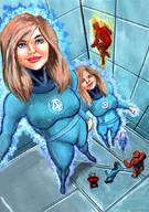 breasts drawing growth giantess mega blonde color large_breasts blue_eyes boots costume ant-man fantastic_four the_thing invisible_woman marvel_comics mr_fantastic human_torch grim1978 susan_storm