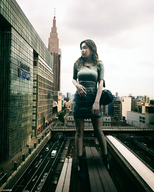 giantess collage city long_hair clothed traffic buildings brunette asian boots outdoors kyoujingirls