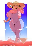 drawing giantess city color butt princess_peach huge_breasts walking looking_down outdoors super_mario_bros earrings thick_thighs thaddeusmcboosh super_mario_odyssey
