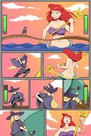 bikini drawing giantess vore long_hair mermaid digestion smiling red_hair witch open_mouth inside_mouth skeleton inside_stomach ariel the_little_mermaid on_tongue trident mace cutaway leswaet