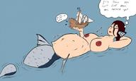 giantess vore long_hair water brunette topless lying_down swimming outdoors ships dialogue leswaet mass_vore