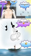 drawing comic large_breasts butt_crush mini_giantess tattoo big_butt dialogue panels abyss-world