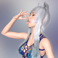 white_hair vore long_hair tongue fox_ears open_mouth dangle no_background digital_render sayju