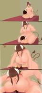 drawing growth horns tail comic sex huge_breasts brunette short_hair mini_giantess cow_girl panels swiftsten