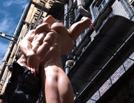 giantess nude huge_breasts low_angle mini_giantess muscles outdoors digital_render vardyger