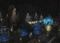 giantess collage long_hair traffic brunette smiling police unknown_artist sitting looking_down vehicles night outdoors raining