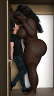 gentle nude black_hair long_hair butt huge_breasts brunette domination mini_giantess amazon standing dark_skin pinned big_butt digital_render galiagan