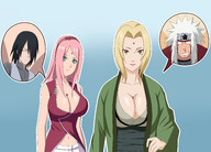 breasts blonde large_breasts long_hair sakura_haruno cleavage tsunade shrunken_men shrunken_man tinies between_breasts naruto_(series) asterv