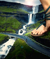 giantess collage toes waterfall sandals outdoors cheshirecat