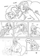 nude blushing comic long_hair cum sex bed huge_breasts mini_giantess indoors closed_eyes dialogue panels just-add-water99