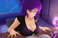 drawing gentle color cleavage breast_crush window shrunken_man mia sugarnhoney breasts_on_table