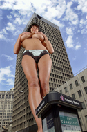 karin_spolnikova covering_breasts story mega Mega giantess collage panties city large_breasts buildings brunette navel looking_down standing gtsmakerdj