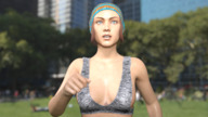 cleavage sweat outdoors jogging digital_render between_breasts ubersalamander
