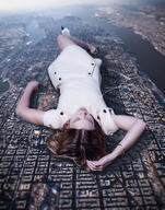 collage giga city mega destruction clothed rampage high_angle lying_down looking_up photograph aerial_view above_view lea_seydoux ia-r-d