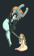 drawing collage nude drawing_collage midna collar shrunken_woman leash emageht no_background the_legend_of_zelda supersatanson princess_zelda_(the_legend_of_zelda)