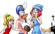 gentle blushing blonde large_breasts blue_eyes clothed huge_breasts ice_cream red_hair shrunken_woman cherries roll hot_dog no_background on_breasts fupoo splash_woman unusual_pupils rip_(fupoo) nikki_(swapnote) ning