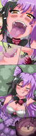 breasts drawing vore comic color large_breasts long_hair tongue in_stomach mouth anime digestion fangs shrunken_man open_mouth cat_girl swallowed outdoors cheshire_cat orange_eyes monster_girl licking_lips vaderaz internal_view bell multicolored_hair monster_girl_encyclopedia