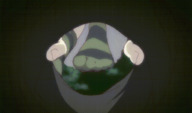 color skirt anime in_shoe animation foot_pov point_of_view thigh_highs striped_socks monogatari monogatari_series yotsugi