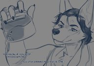 drawing furry wolf anthro clothed text smiling witch surprised caught shrunken_man sketch trapped jar kerneldecoy