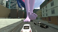 giantess destruction toes barefoot soles walking vehicle_crush purple_skin my_little_pony twilight_sparkle digital_render shrunkenlover