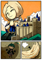 drawing giantess color castle smiling video_game outdoors mercedes closed_eyes fire_emblem byleth_(fire_emblem) haircut