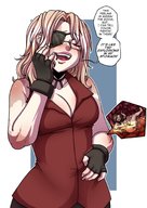 drawing vore blonde long_hair glasses digestion gloves inside_stomach closed_eyes dialogue no_background eyepatch flushed cutaway ecchipandaa