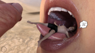 vore mouth lying_down shrunken_man inside_mouth dialogue digital_render kyliegod
