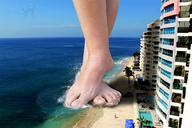 giantess collage city beach toes barefoot buildings wet shadow outdoors cheshirecat