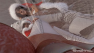 micro low_angle multiple_sizes looking_down giantesses point_of_view santa_hat on_toe digital_render evel-inc