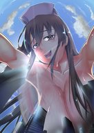 drawing giantess city mega color large_breasts brunette sweat brown_eyes looking_down bigsis_iyashi