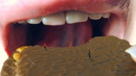 collage vore unaware shrunken_man open_mouth pointing imminent_vore loryelle