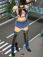 giantess crush city clothed cleavage bra skirt blood brunette gore boots twintails foot_crush june_jules cruel digital_render