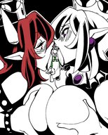 drawing horns color tongue licking luigi super_mario video_game between_breasts bowsette princess_king_boo nisego