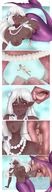 drawing white_hair vore long_hair saliva huge_breasts fairy topless mermaid shrunken_man open_mouth inside_mouth dark_skin necklace throat_bulge a-i-k_art