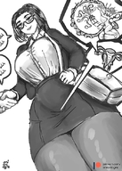 drawing micro monochrome long_hair futanari sex fairy ponytail unaware shrunken_woman office_lady cutaway