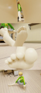 micro clothed toes barefoot soles unaware between_toes indoors stretching persona_4 persona digital_render chie_satonaka satonaka_chie satonaka chie