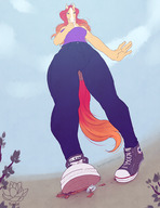 drawing furry anthro dog color clothed low_angle husky horse foot_crush shrunken_man looking_down shoe_crush under_foot converse bare_shoulders looking_at_tiny keedot