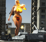 breasts giantess nude city blonde large_breasts buildings huge_breasts tank explosion walking outdoors curvy hourglass thick_thighs redfiredog kaylee