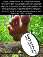 crush collage feet toes barefoot soles story under_foot raised_foot running_away missrissalynn