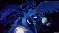 drawing giantess nude pussy furry earth tail wings anthro space color long_hair butt blue_eyes planet blue_hair moon sitting blue_skin fangs open_mouth hooves thighs sideboob mirror stars my_little_pony blue_nails satellite princess_luna cosmic_giantess bare_legs sitting_on_planet discordthege cutie_mark