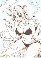 bikini drawing giantess long_hair brunette tank sitting kneeling airplane clouds outdoors hank88 mouse_ears upset