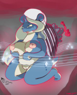 drawing giantess white_hair pokemon nude pussy furry anthro color long_hair blue_eyes huge_breasts unknown_artist kneeling looking_down source_needed thick_thighs looking_at_tiny humanized_pokemon cupping_breasts dynamax pokemon_sword_and_shield lapras