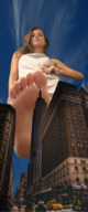 giantess collage long_hair toes barefoot soles brunette low_angle looking_down raised_foot