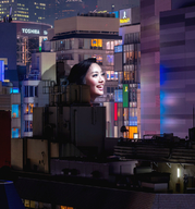 giantess collage city clothed buildings smiling outdoors chainorchid