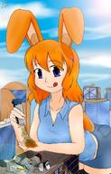 drawing giantess city color bunny_ears vehicles bunny_girl licking_lips vehicle_crush hank88 leaning_on_building