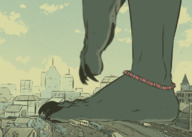 drawing giantess feet furry anthro city mega color destruction barefoot traffic buildings fox animation walking foot_print vehicles ankle_bracelet yellow07 zanity