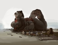 drawing giantess furry anthro city destruction clothed huge_breasts lying_down bbw walking outdoors big_butt scream_(artist)