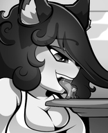 drawing monochrome tongue licking cleavage playful saliva shrunken_man cat_girl shrunken_person june top mspaintgts