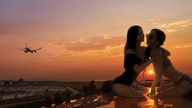 giantess collage long_hair sitting sunglasses giantesses outdoors sunset chainorchid